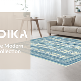 Ultra Soft Area Rug, Non Slip, Stain Resistant, Washable Area Rugs for Living Room, Bedroom, Rustic Textured Oval Motif(Blue)