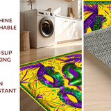 Ultra Soft Area Rug, Non Slip, Stain Resistant, Washable Area Rugs for Living Room, Bedroom, Contemporary Mardi Gras Flair(Yellow)