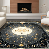 Ultra Soft Area Rug, Non Slip, Stain Resistant, Washable Area Rugs for Living Room, Bedroom, Charming Astral Folk Pattern(Gold)