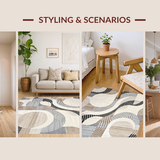 Ultra Soft Area Rug, Non Slip, Stain Resistant, Washable Area Rugs for Living Room, Bedroom, Rustic Warm Tones with Depth(Beige)