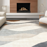 Ultra Soft Area Rug, Non Slip, Stain Resistant, Washable Area Rugs for Living Room, Bedroom, Artful Contemporary Linear Design(Beige)