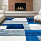Ultra Soft Area Rug, Non Slip, Stain Resistant, Washable Area Rugs for Living Room, Bedroom, Vibrant Blue and Gray Interplay(Blue)