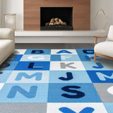 Ultra Soft Area Rug, Non Slip, Stain Resistant, Washable Area Rugs for Living Room, Bedroom, Stylish Modern Circular Design(Blue)