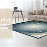 Ultra Soft Area Rug, Non Slip, Stain Resistant, Washable Area Rugs for Living Room, Bedroom, Whimsical Celestial Starburst Design(Blue)