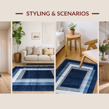 Ultra Soft Area Rug, Non Slip, Stain Resistant, Washable Area Rugs for Living Room, Bedroom, Stylish Blue Tone Canvas(Blue)
