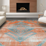 Ultra Soft Area Rug, Non Slip, Stain Resistant, Washable Area Rugs for Living Room, Bedroom, Contemporary Vibrant Abstract Elements(Orange)
