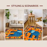 Ultra Soft Area Rug, Non Slip, Stain Resistant, Washable Area Rugs for Living Room, Bedroom, Rustic Earthy Toned Decor Piece(Orange)