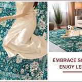 Ultra Soft Area Rug, Non Slip, Stain Resistant, Washable Area Rugs for Living Room, Bedroom, Elegant Distressed Blue Pattern(Green)