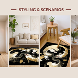 Ultra Soft Area Rug, Non Slip, Stain Resistant, Washable Area Rugs for Living Room, Bedroom, Vivid Contrast Floral Dragon Pattern(Gold)