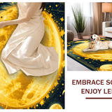 Ultra Soft Area Rug, Non Slip, Stain Resistant, Washable Area Rugs for Living Room, Bedroom, Trendy Psychedelic Nature Theme(Gold)