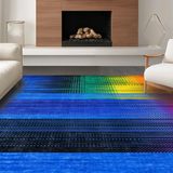 Ultra Soft Area Rug, Non Slip, Stain Resistant, Washable Area Rugs for Living Room, Bedroom, Vibrant Rainbow Swirl Motif(Blue)