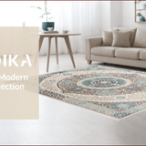 Ultra Soft Area Rug, Non Slip, Stain Resistant, Washable Area Rugs for Living Room, Bedroom, Boho Transitional Damask(Beige) - ODIKA