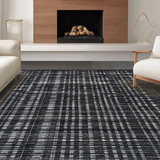 Ultra Soft Area Rug, Non Slip, Stain Resistant, Washable Area Rugs for Living Room, Bedroom, White Black Striped Rug(Black)