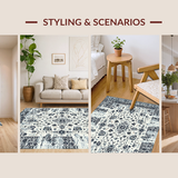 Ultra Soft Area Rug, Non Slip, Stain Resistant, Washable Area Rugs for Living Room, Bedroom, Chic Monochrome Floral Arrangement(Gray)