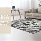Ultra Soft Area Rug, Non Slip, Stain Resistant, Washable Area Rugs for Living Room, Bedroom, Tribal Gray Abstract Arrangement(Black)