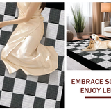 Ultra Soft Area Rug, Non Slip, Stain Resistant, Washable Area Rugs for Living Room, Bedroom, Rustic Twisted Checker Design(Black)