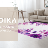 Ultra Soft Area Rug, Non Slip, Stain Resistant, Washable Area Rugs for Living Room, Bedroom, Contemporary Floral Print Delight(Purple)