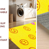 Ultra Soft Area Rug, Non Slip, Stain Resistant, Washable Area Rugs for Living Room, Bedroom, Playful Pastel Smiley Faces(Yellow)