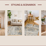 Ultra Soft Area Rug, Non Slip, Stain Resistant, Washable Area Rugs for Living Room, Bedroom, Vintage Taupe Damask Elegance(Beige)