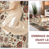 Ultra Soft Area Rug, Non Slip, Stain Resistant, Washable Area Rugs for Living Room, Bedroom, Rustic Retro Leafy Design(Beige)