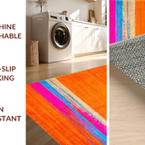 Ultra Soft Area Rug, Non Slip, Stain Resistant, Washable Area Rugs for Living Room, Bedroom, Vibrant Abstract Splash Art(Orange)
