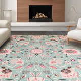 Ultra Soft Area Rug, Non Slip, Stain Resistant, Washable Area Rugs for Living Room, Bedroom, Vibrant Boho Medallion Harmony(Blue)