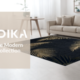 Ultra Soft Area Rug, Non Slip, Stain Resistant, Washable Area Rugs for Living Room, Bedroom, Elegant High-Low Detailed Motif(Black)