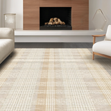 Ultra Soft Area Rug, Non Slip, Stain Resistant, Washable Area Rugs for Living Room, Bedroom, Rustic White Geometric Elements(Beige)