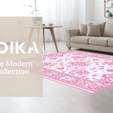 Ultra Soft Area Rug, Non Slip, Stain Resistant, Washable Area Rugs for Living Room, Bedroom, Whimsical Faded Floral Composition(White)