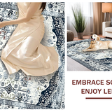 Ultra Soft Area Rug, Non Slip, Stain Resistant, Washable Area Rugs for Living Room, Bedroom, Rustic Vintage Patterned Elegance(White)