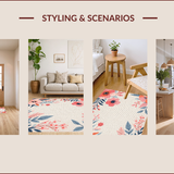 Ultra Soft Area Rug, Non Slip, Stain Resistant, Washable Area Rugs for Living Room, Bedroom, boho floral faux wool(Pink)