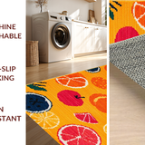 Ultra Soft Area Rug, Non Slip, Stain Resistant, Washable Area Rugs for Living Room, Bedroom, Dynamic Summer Fruit Vibe(Orange)
