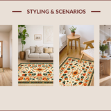 Ultra Soft Area Rug, Non Slip, Stain Resistant, Washable Area Rugs for Living Room, Bedroom, Soft Vintage Floral Boho Living Room(Beige)