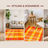 Ultra Soft Area Rug, Non Slip, Stain Resistant, Washable Area Rugs for Living Room, Bedroom, Eclectic Colorful Sunbeam Design(Orange)