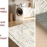 Ultra Soft Area Rug, Non Slip, Stain Resistant, Washable Area Rugs for Living Room, Bedroom, Minimalist Cozy Linear Design(Beige)