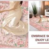 Ultra Soft Area Rug, Non Slip, Stain Resistant, Washable Area Rugs for Living Room, Bedroom, Elegant Pink Rose Embellishments(Pink)