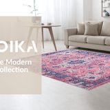 Ultra Soft Area Rug, Non Slip, Stain Resistant, Washable Area Rugs for Living Room, Bedroom, Sleek Contemporary Diamond Arrangement(Pink)