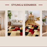 Ultra Soft Area Rug, Non Slip, Stain Resistant, Washable Area Rugs for Living Room, Bedroom, Vibrant Modern Patchwork Aesthetic(Beige)