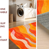 Ultra Soft Area Rug, Non Slip, Stain Resistant, Washable Area Rugs for Living Room, Bedroom, Funky Earth Tones Pattern(Orange)