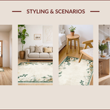 Ultra Soft Area Rug, Non Slip, Stain Resistant, Washable Area Rugs for Living Room, Bedroom, Botanical Floral Distressed Farmhouse(Beige)