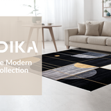 Ultra Soft Area Rug, Non Slip, Stain Resistant, Washable Area Rugs for Living Room, Bedroom, Luxurious Black and Gold Motif(Black)