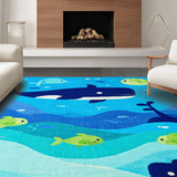 Charming Round Marine Life Motif(Blue)