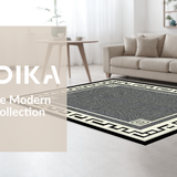 Ultra Soft Area Rug, Non Slip, Stain Resistant, Washable Area Rugs for Living Room, Bedroom, Sophisticated Black White Trellis Design(Black)