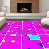 Ultra Soft Area Rug, Non Slip, Stain Resistant, Washable Area Rugs for Living Room, Bedroom, Joyful Pink and Yellow Artistic Layout(Pink)