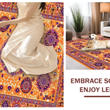 Ultra Soft Area Rug, Non Slip, Stain Resistant, Washable Area Rugs for Living Room, Bedroom, Elegant Multicolor Ethnic Motif(Orange)