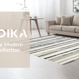 Ultra Soft Area Rug, Non Slip, Stain Resistant, Washable Area Rugs for Living Room, Bedroom, Black & White Striped Rug: Modern Handwoven Design(Gray)