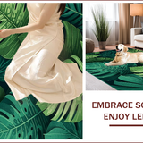 Ultra Soft Area Rug, Non Slip, Stain Resistant, Washable Area Rugs for Living Room, Bedroom, Soft Fluffy Monstera Inspired Theme(Green)