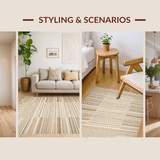 Ultra Soft Area Rug, Non Slip, Stain Resistant, Washable Area Rugs for Living Room, Bedroom, Natural Circle Boho Elegance(Beige)
