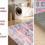 Ultra Soft Area Rug, Non Slip, Stain Resistant, Washable Area Rugs for Living Room, Bedroom, Luxurious Ogee Inspired Elements(Pink)