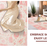 Ultra Soft Area Rug, Non Slip, Stain Resistant, Washable Area Rugs for Living Room, Bedroom, Luxurious Earthy Floral Motif(Beige)